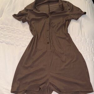 Brown collared romper. Never worn